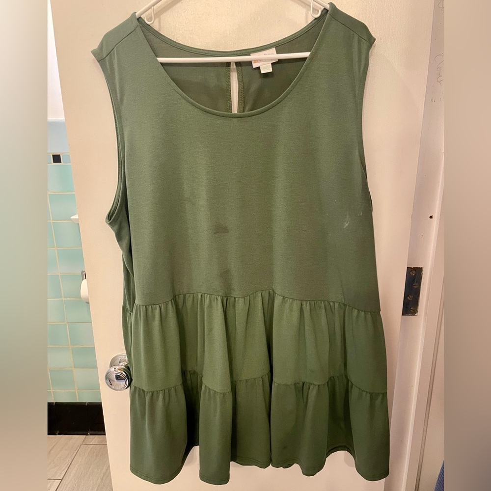 LuLaRoe Olive Green Eliana Tiered Tank Top Size 2x